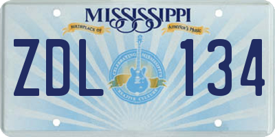 MS license plate ZDL134