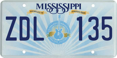 MS license plate ZDL135