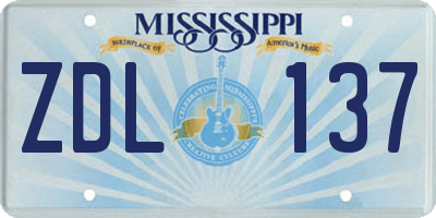 MS license plate ZDL137