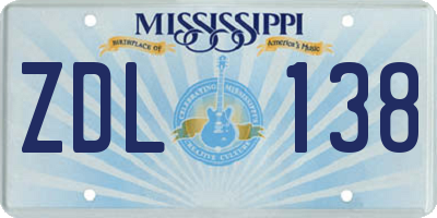 MS license plate ZDL138