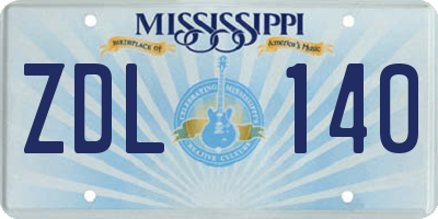 MS license plate ZDL140