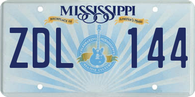 MS license plate ZDL144
