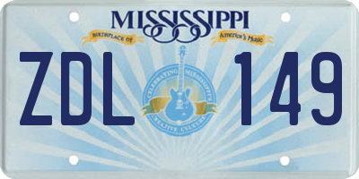 MS license plate ZDL149