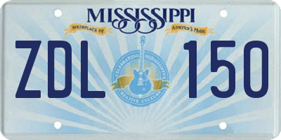 MS license plate ZDL150