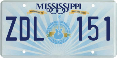 MS license plate ZDL151