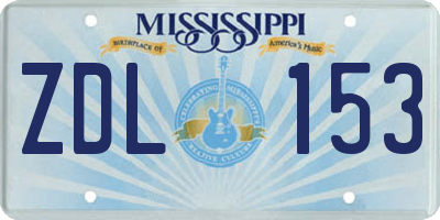 MS license plate ZDL153