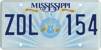 MS license plate ZDL154