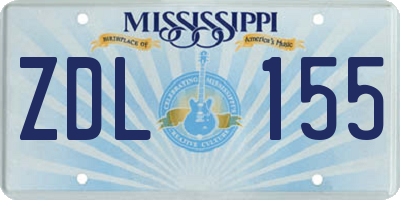 MS license plate ZDL155