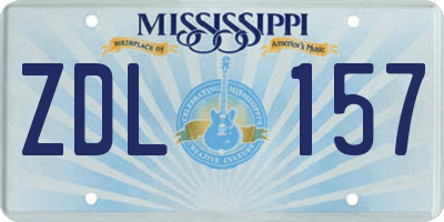 MS license plate ZDL157