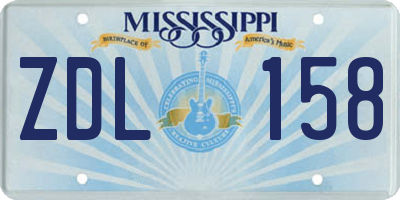 MS license plate ZDL158