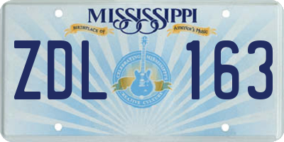 MS license plate ZDL163