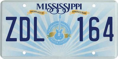 MS license plate ZDL164