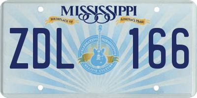 MS license plate ZDL166