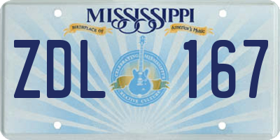 MS license plate ZDL167