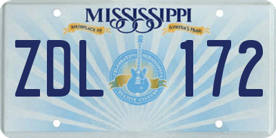 MS license plate ZDL172