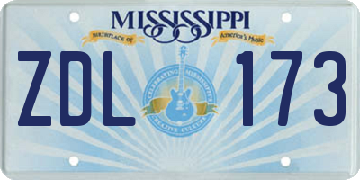 MS license plate ZDL173