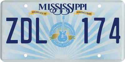 MS license plate ZDL174