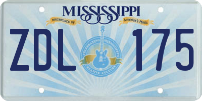 MS license plate ZDL175