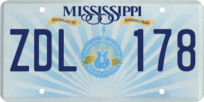 MS license plate ZDL178