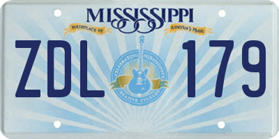 MS license plate ZDL179