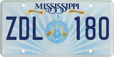 MS license plate ZDL180
