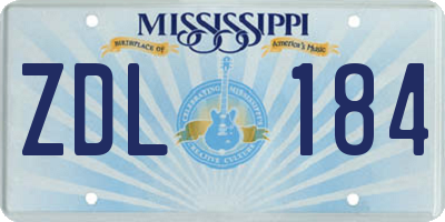 MS license plate ZDL184