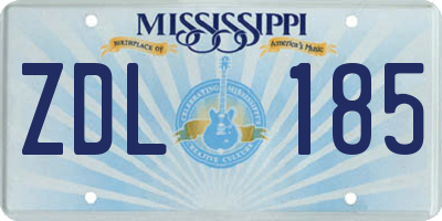MS license plate ZDL185
