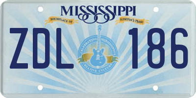 MS license plate ZDL186