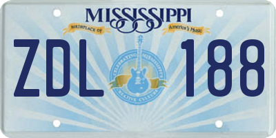 MS license plate ZDL188