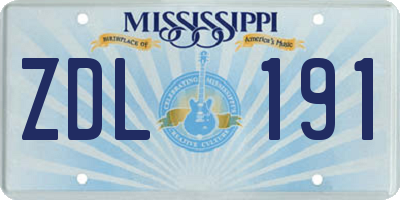 MS license plate ZDL191