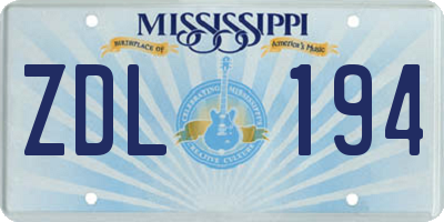 MS license plate ZDL194