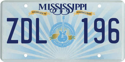 MS license plate ZDL196