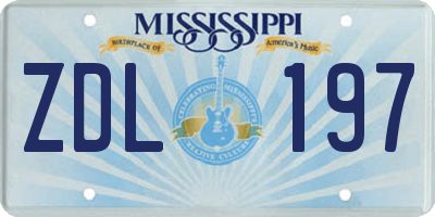 MS license plate ZDL197