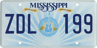 MS license plate ZDL199