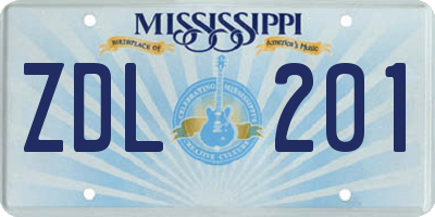 MS license plate ZDL201