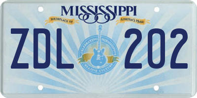 MS license plate ZDL202