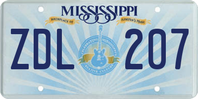 MS license plate ZDL207