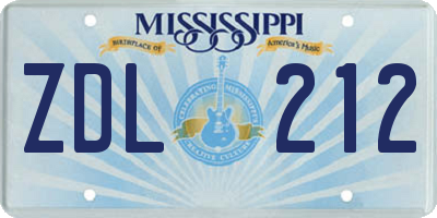 MS license plate ZDL212