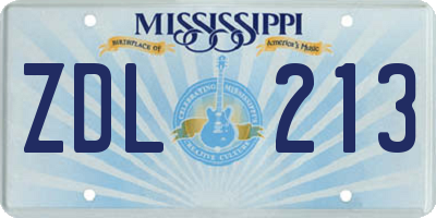 MS license plate ZDL213
