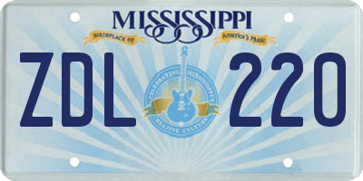 MS license plate ZDL220