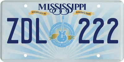 MS license plate ZDL222