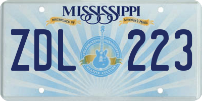 MS license plate ZDL223