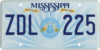 MS license plate ZDL225