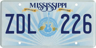 MS license plate ZDL226
