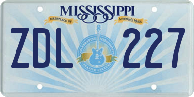 MS license plate ZDL227