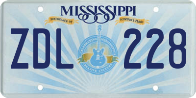 MS license plate ZDL228