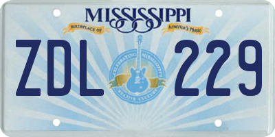 MS license plate ZDL229