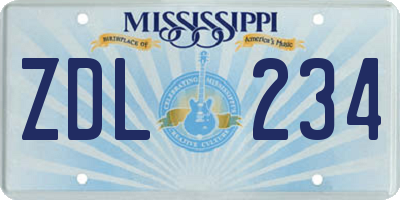 MS license plate ZDL234