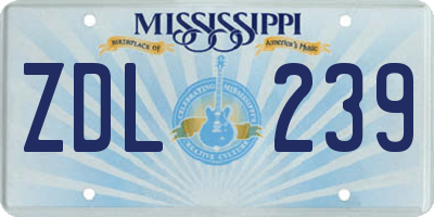 MS license plate ZDL239