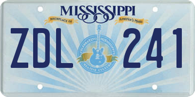 MS license plate ZDL241